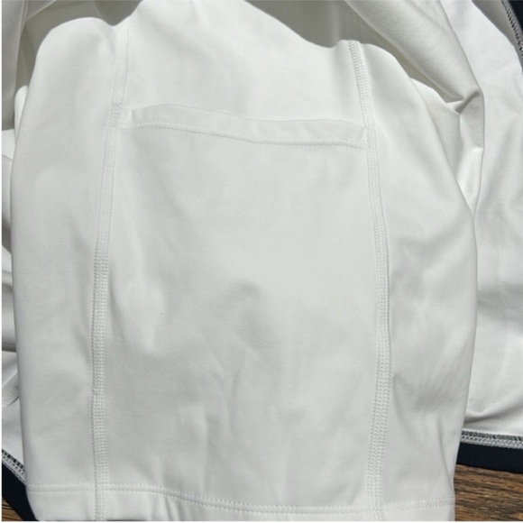 White Sleeveless Bodysuit Dress / Shorts with Black Trim & Pockets - Picture 6 of 9